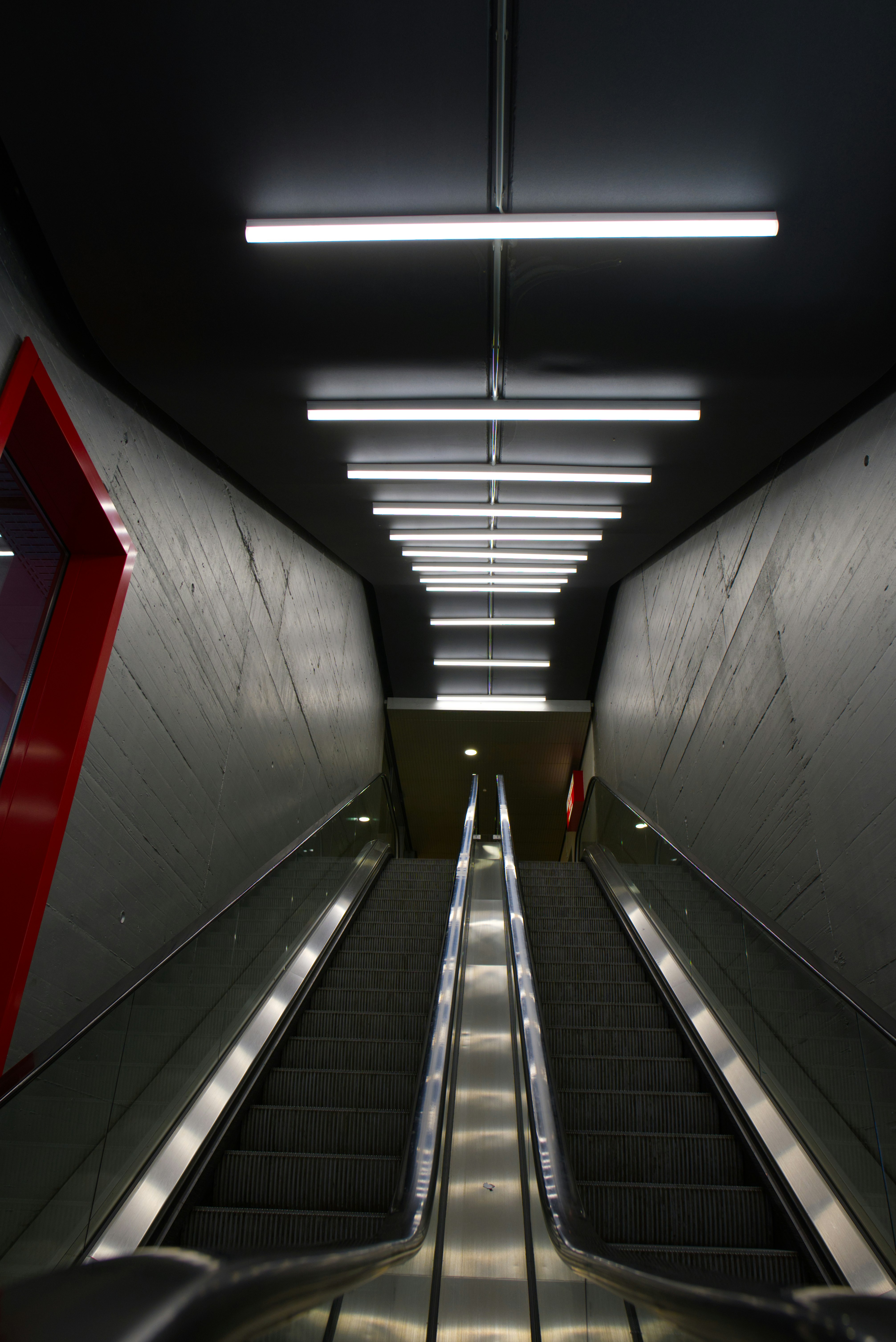 red and white concrete tunnel